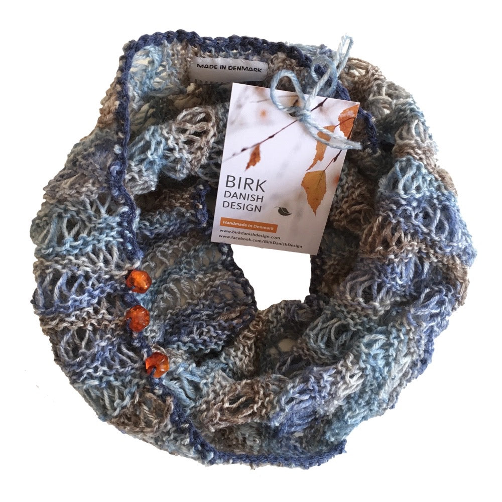 Alpaca / wool mix BIRK möbius scarf with amber. Choose colour