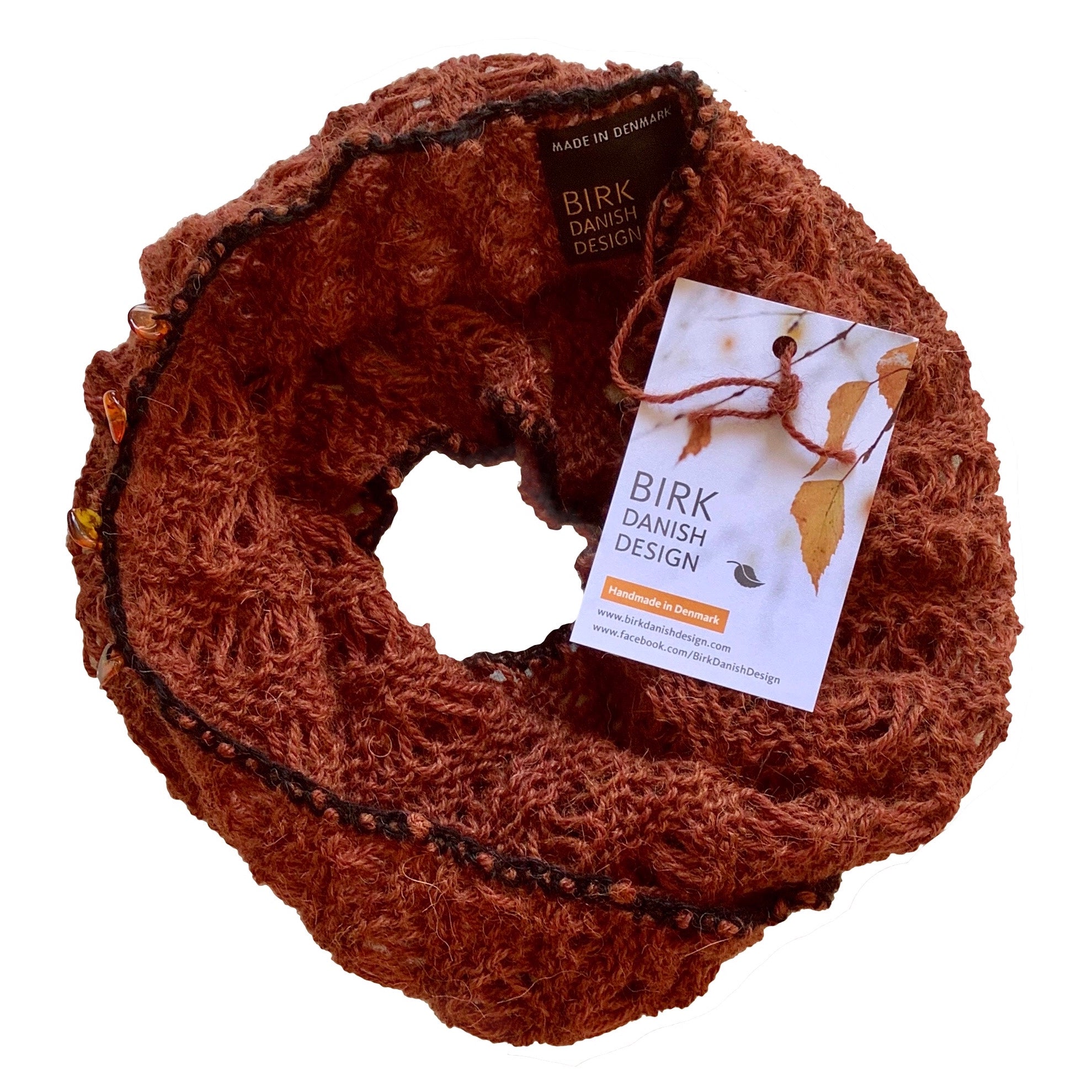 Alpaca BIRK möbius scarf with amber. Choose colour