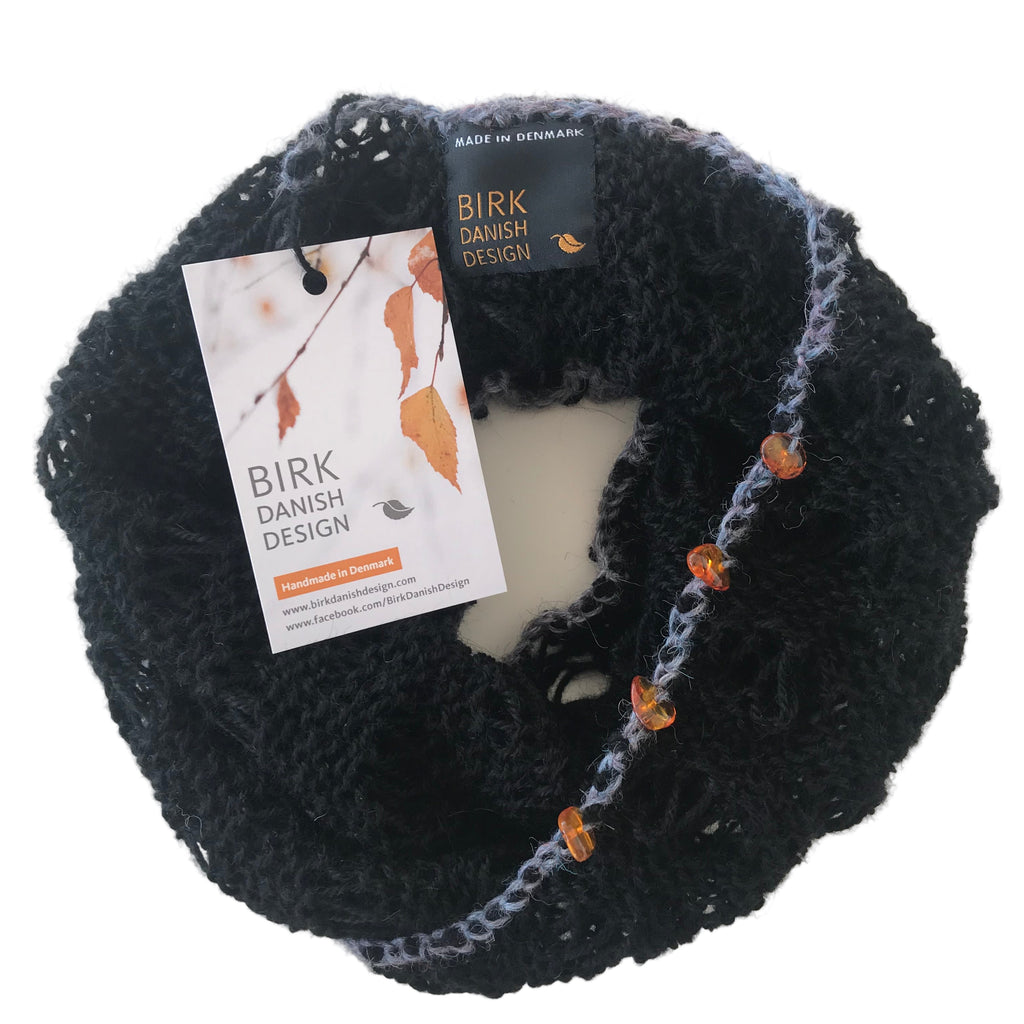 Alpaca BIRK möbius scarf with amber. Choose colour