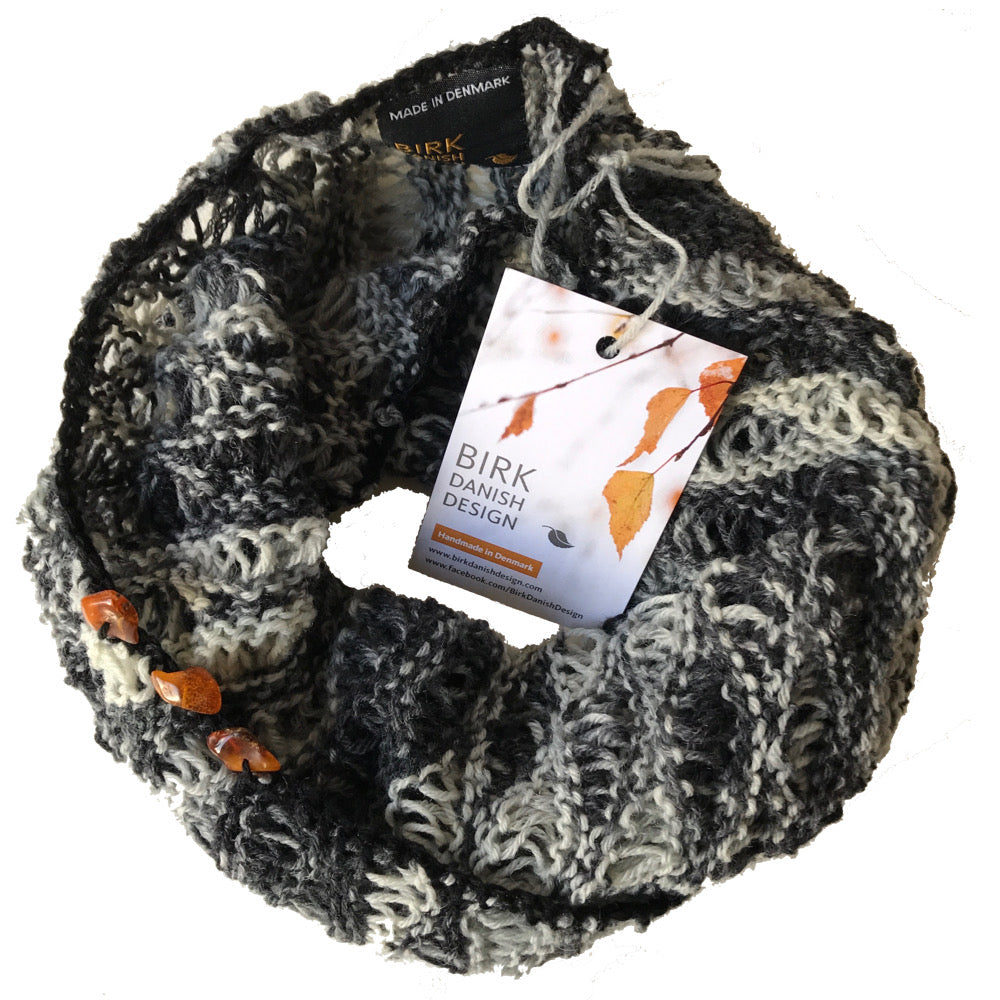 Alpaca / wool mix BIRK möbius scarf with amber. Choose colour