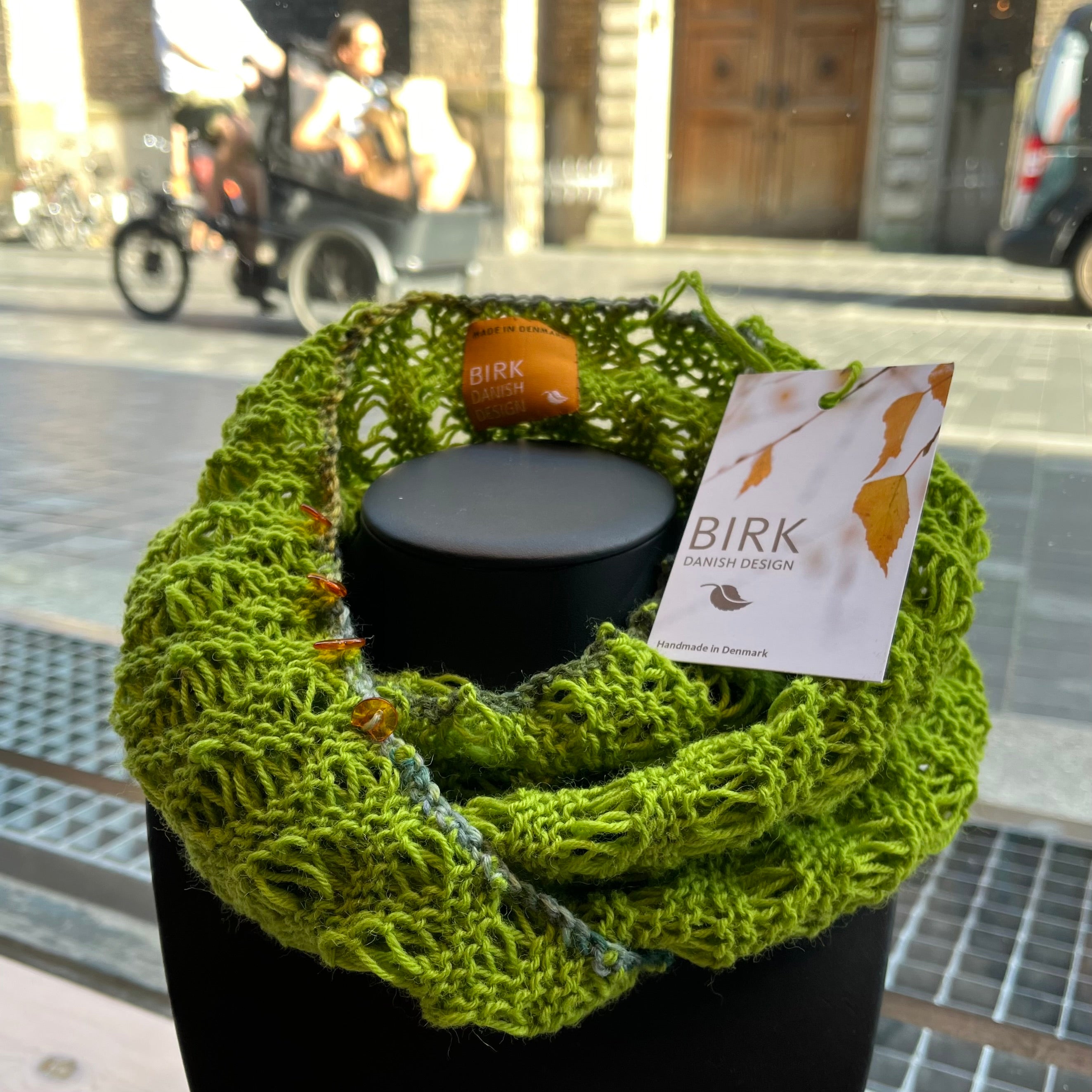 Alpaca / wool mix BIRK möbius scarf with amber. Choose colour