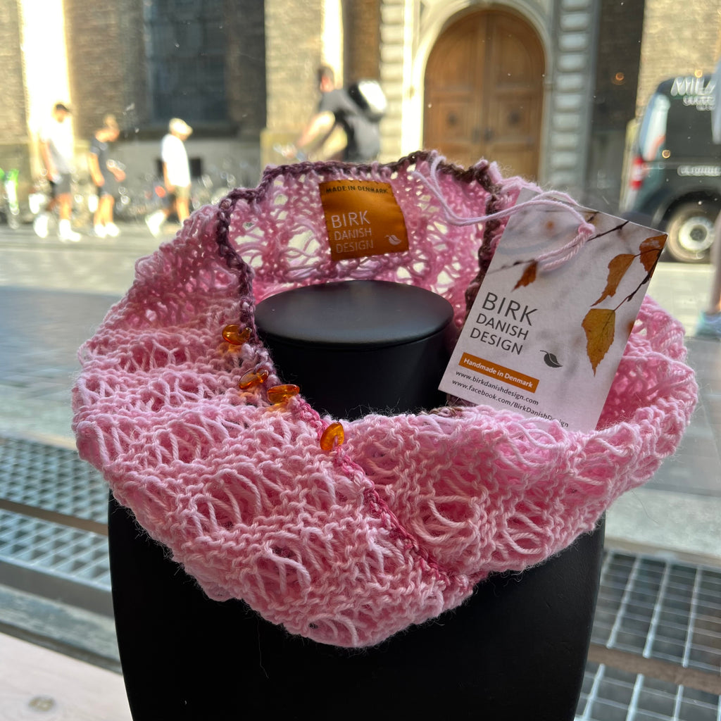 Alpaca / wool mix BIRK möbius scarf with amber. Choose colour