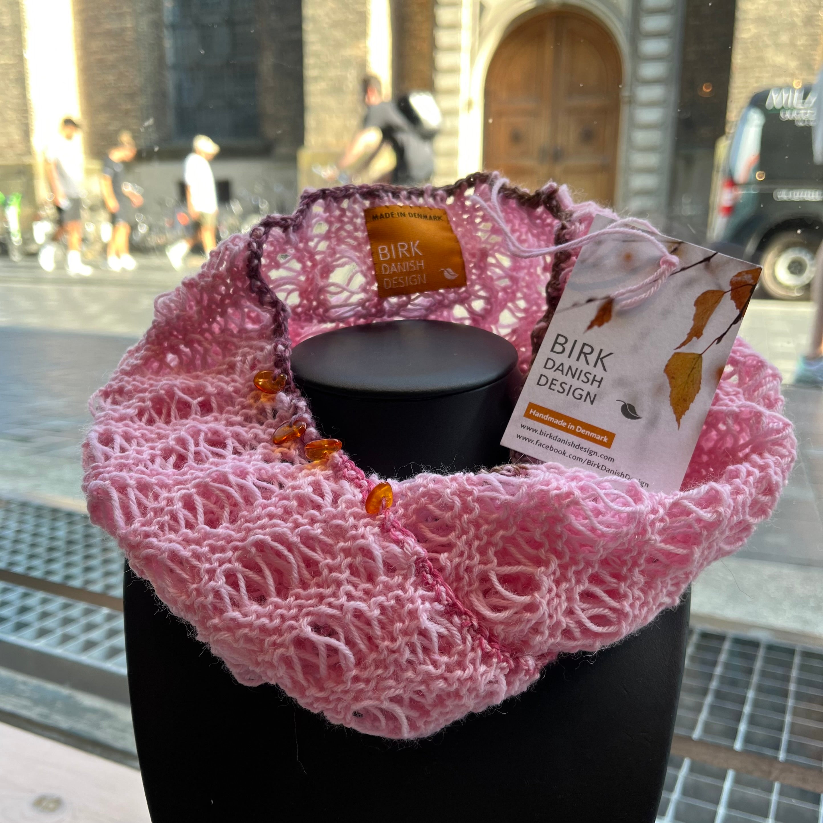 Alpaca / wool mix BIRK möbius scarf with amber. Choose colour