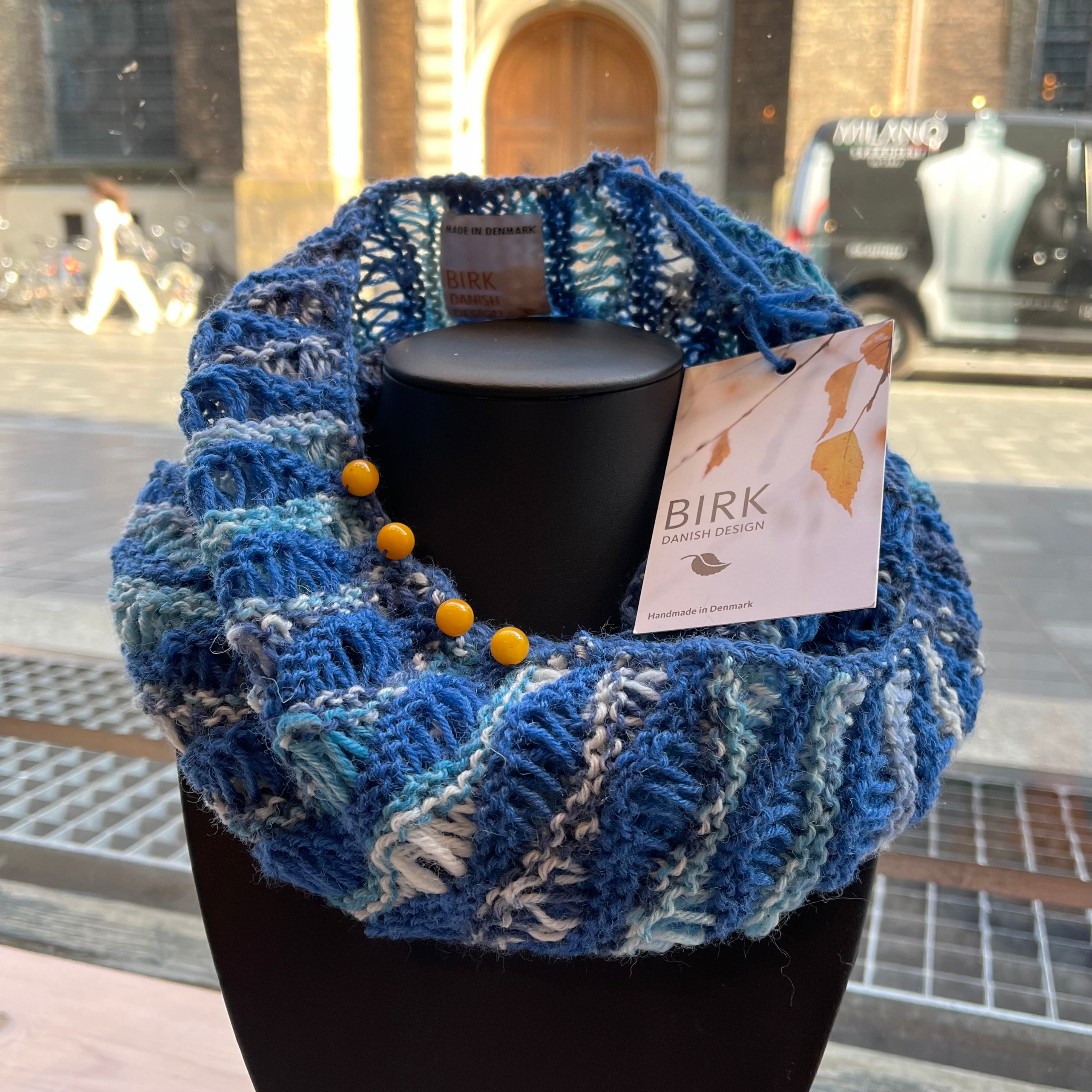 Alpaca / wool mix BIRK möbius scarf with amber. Choose colour