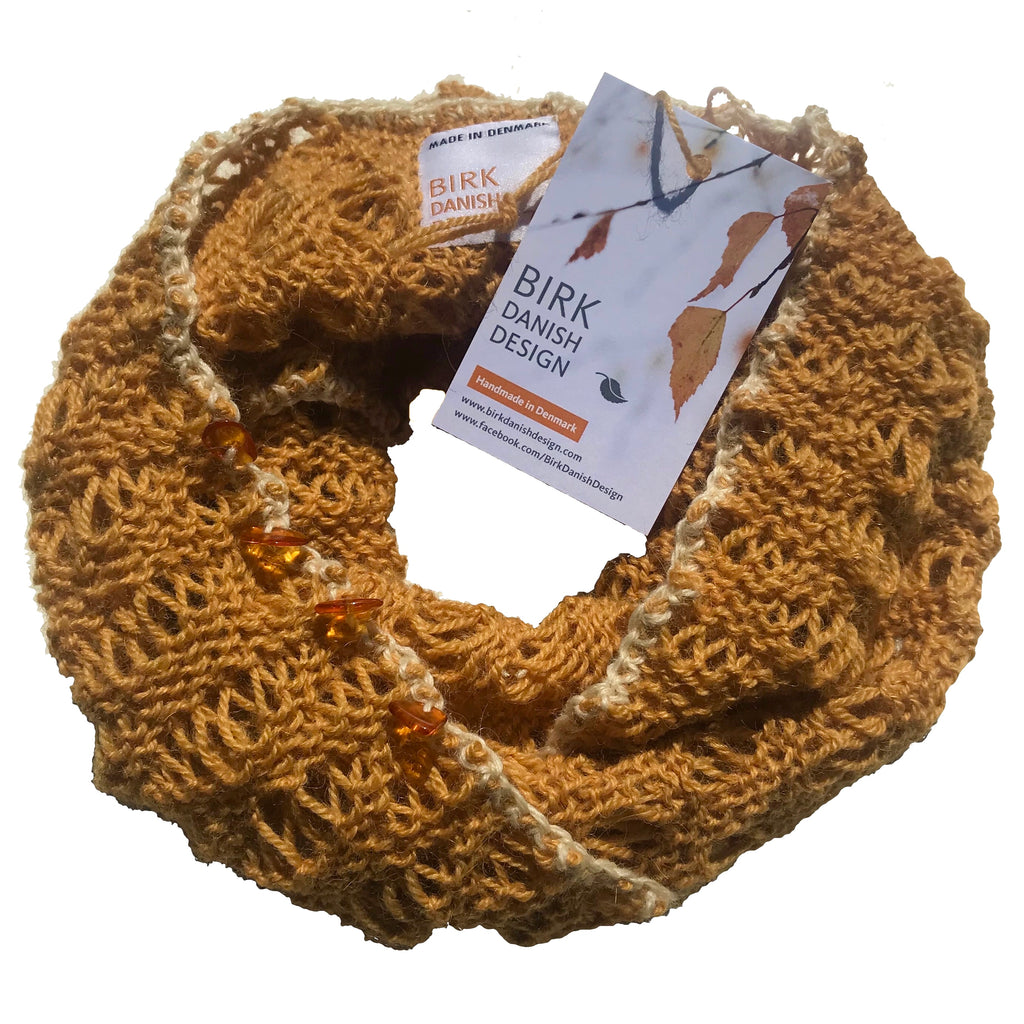 Alpaca BIRK möbius scarf with amber. Choose colour