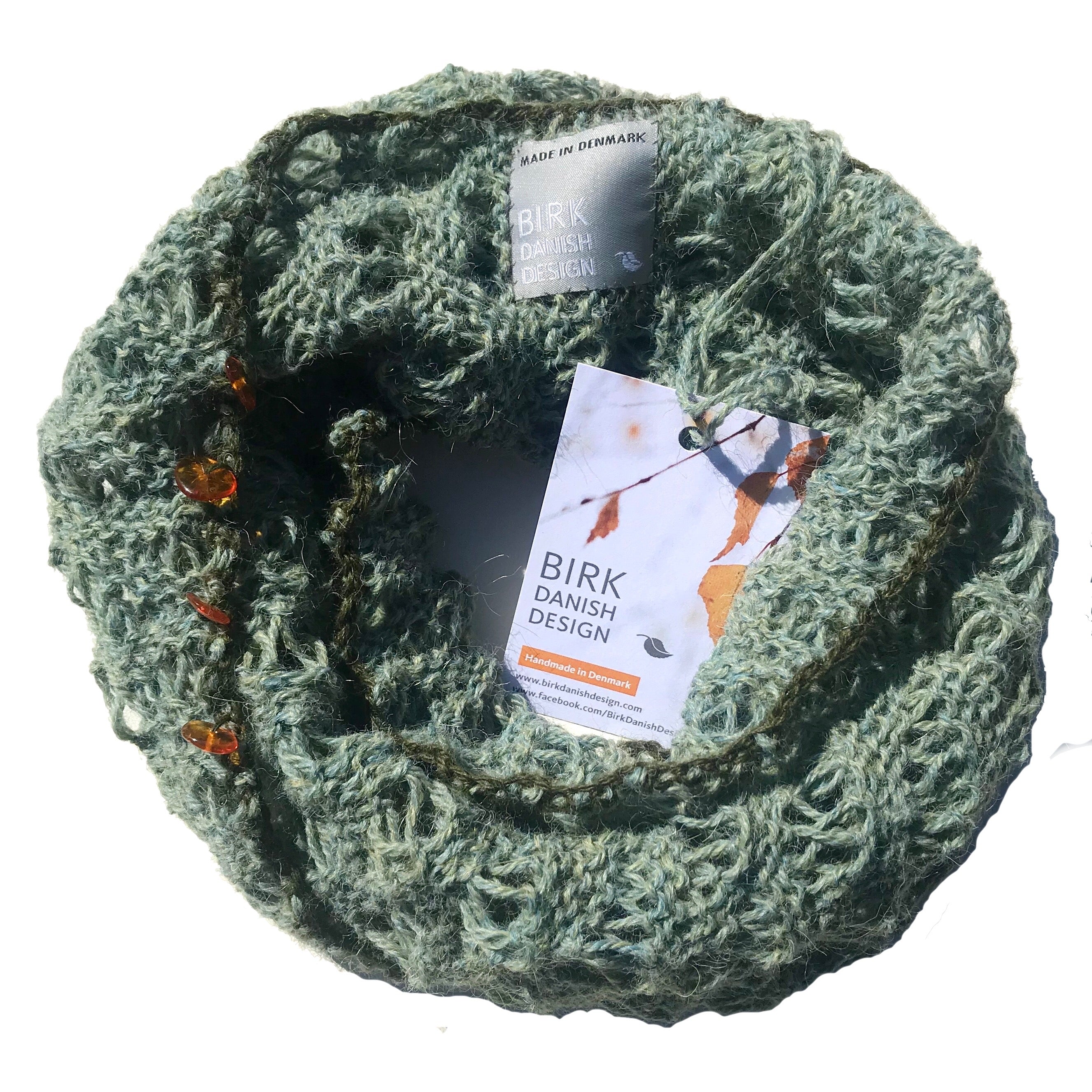 Alpaca BIRK möbius scarf with amber. Choose colour