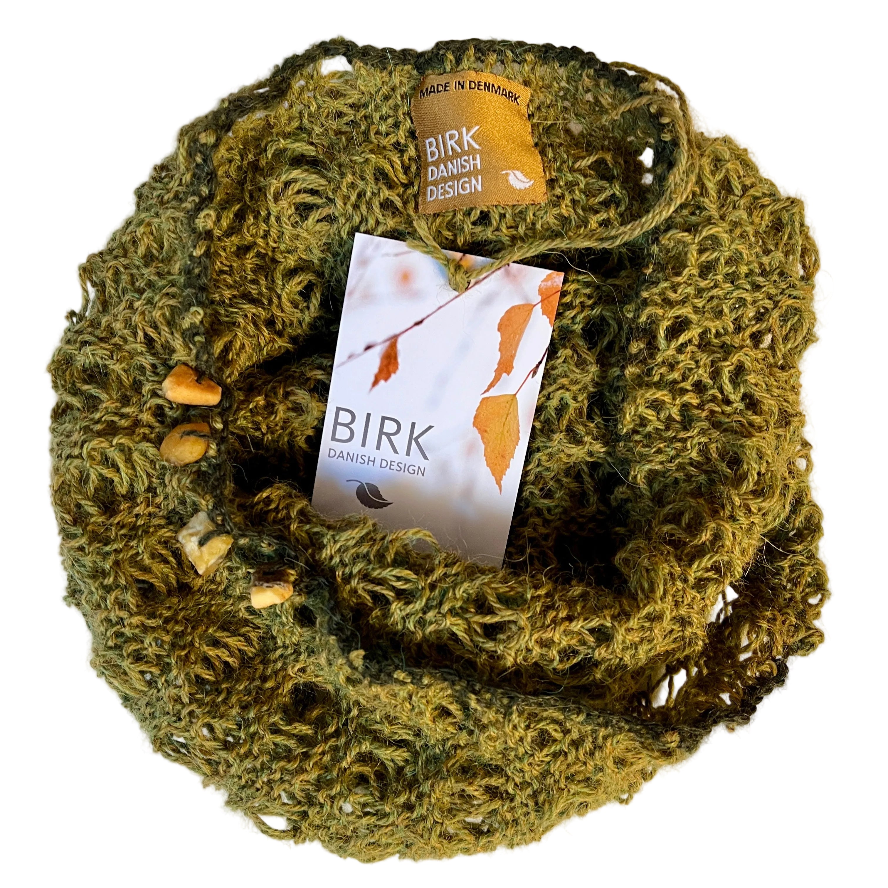 Alpaca BIRK möbius scarf with amber. Choose colour