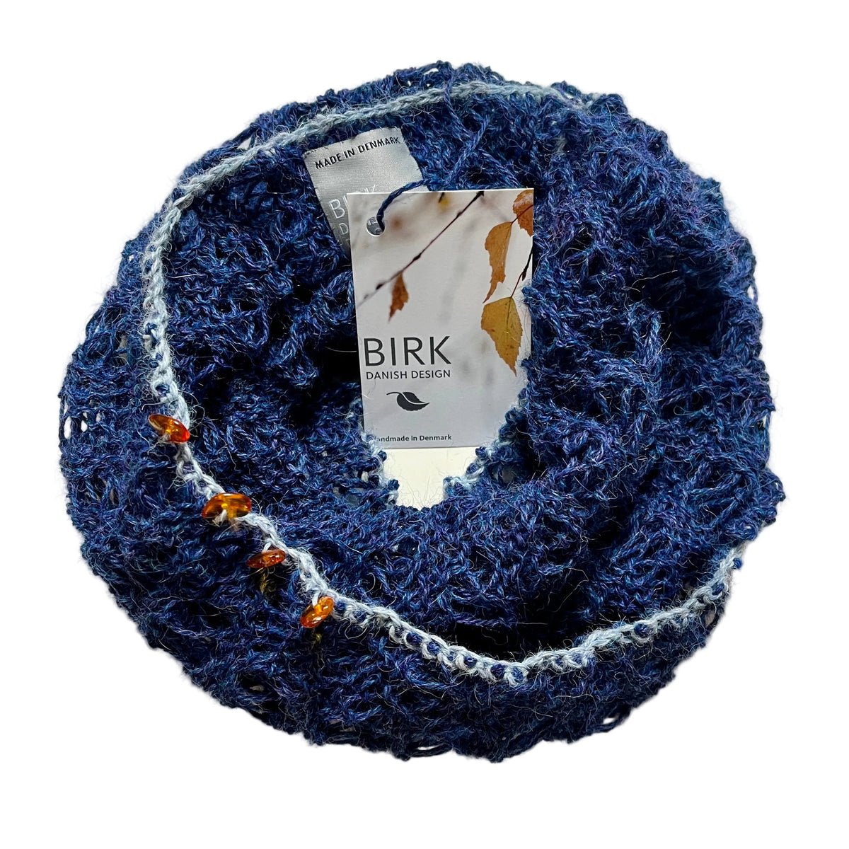 Alpaca BIRK möbius scarf with amber. Choose colour