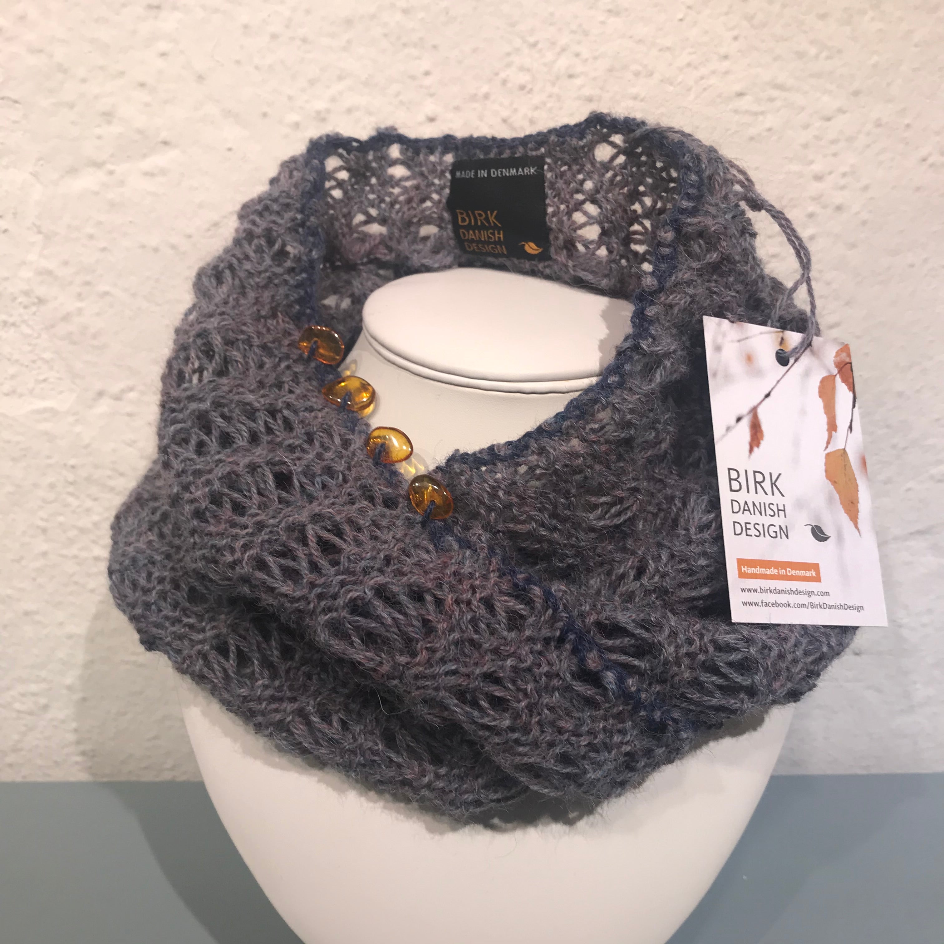 Alpaca BIRK möbius scarf with amber. Choose colour