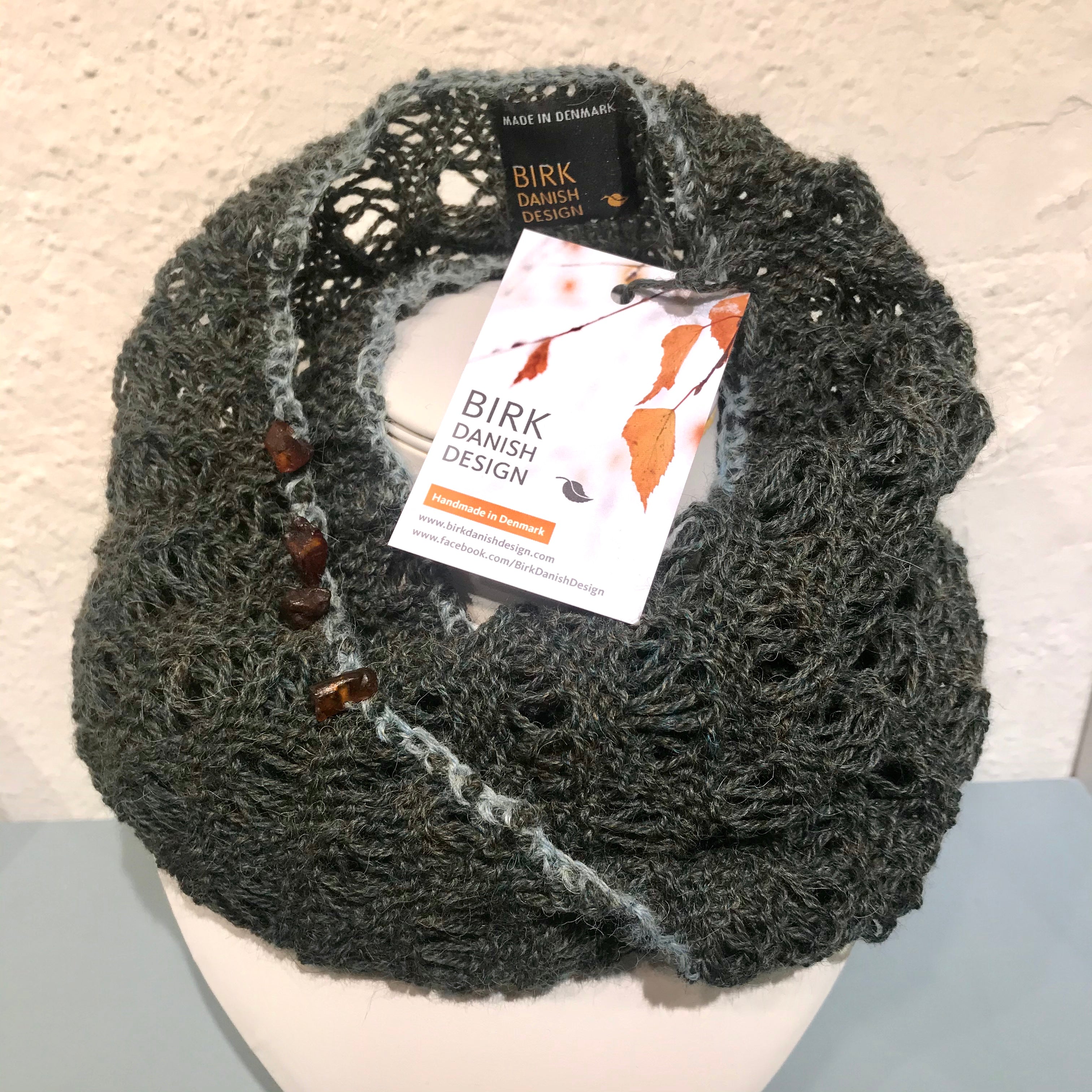 Alpaca BIRK möbius scarf with amber. Choose colour