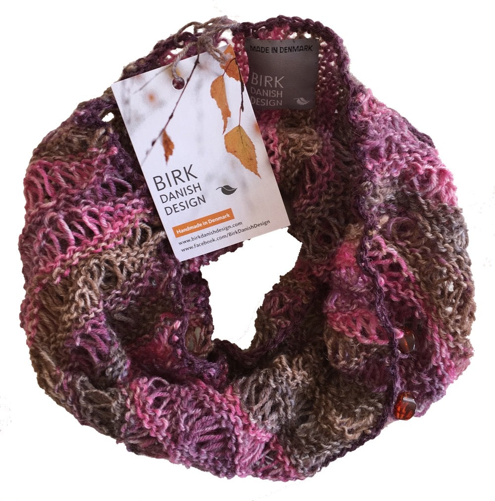 Alpaca / wool mix BIRK möbius scarf with amber. Choose colour