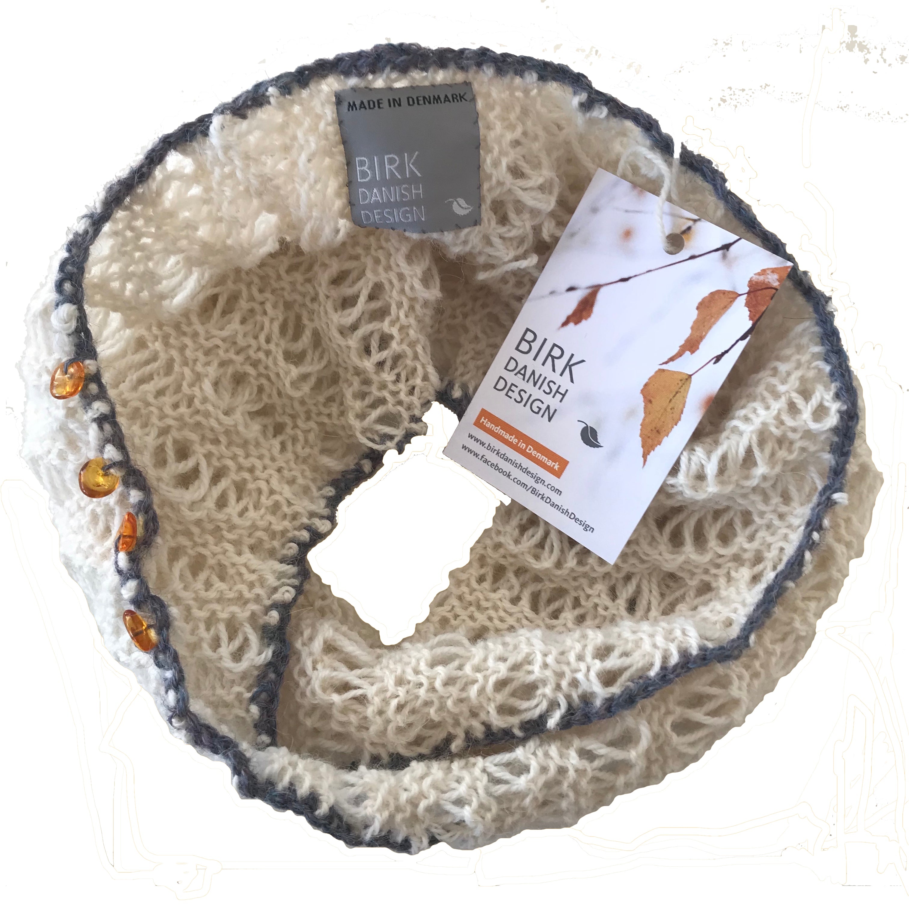 Alpaca BIRK möbius scarf with amber. Choose colour