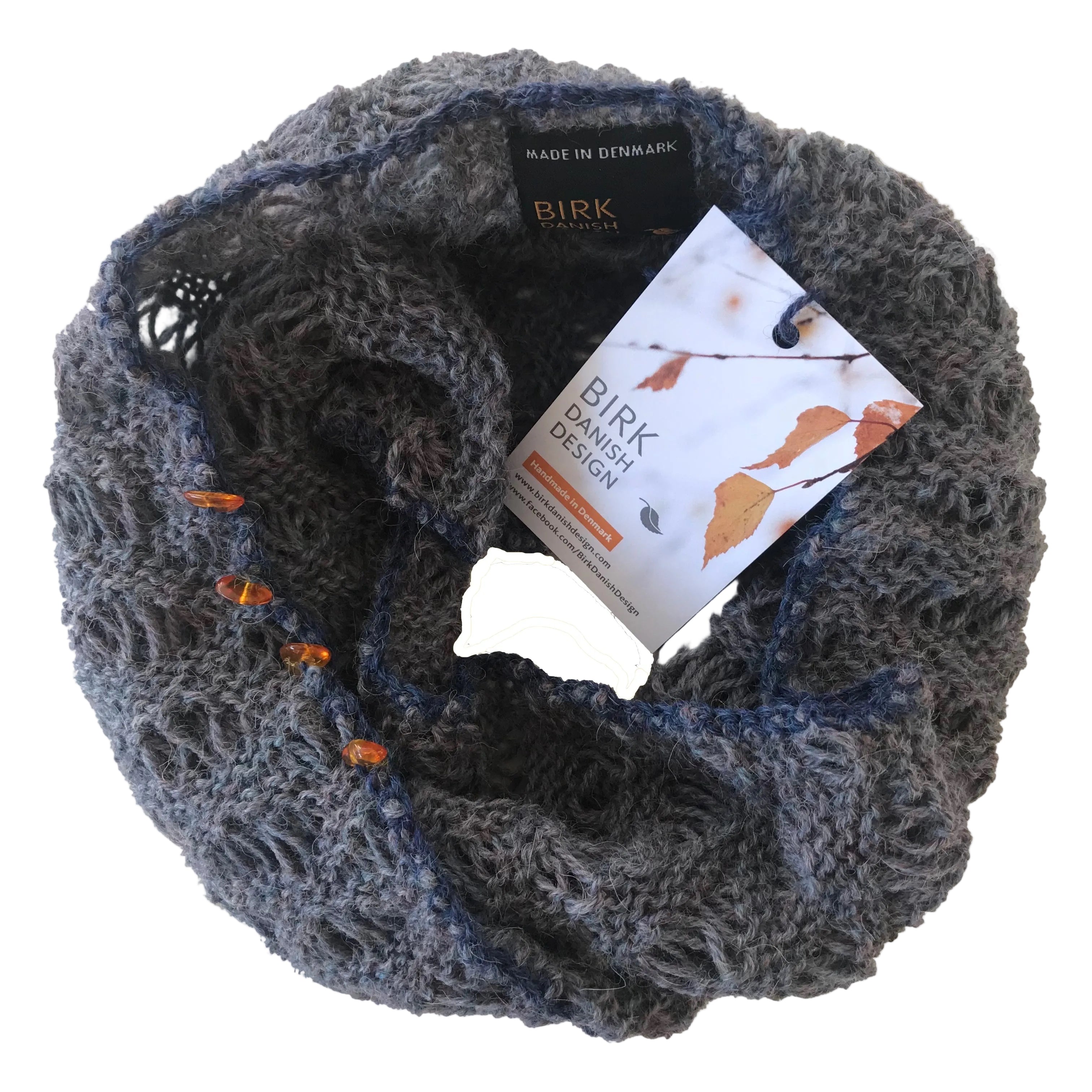 Alpaca BIRK möbius scarf with amber. Choose colour